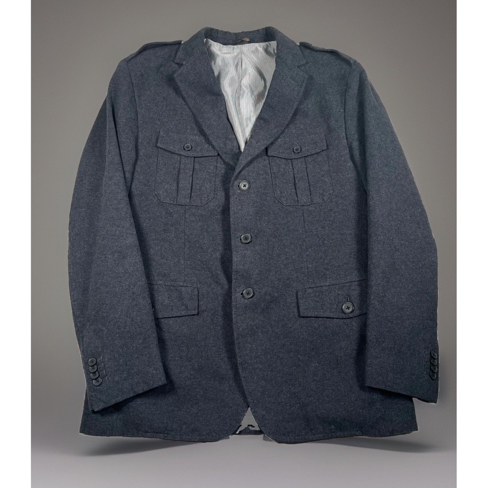 Banana Republic Mens 42R Safari Field Jacket Epaulets Italian Fabric Grey Blazer